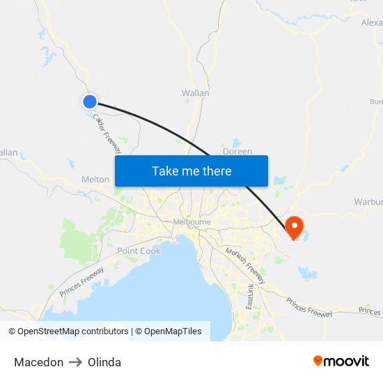 Macedon to Olinda map