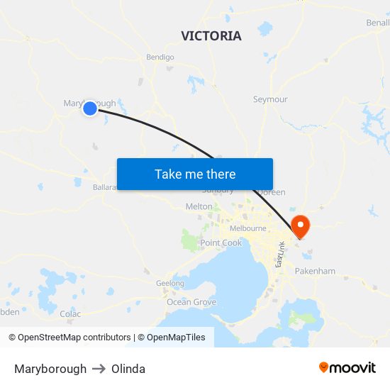 Maryborough to Olinda map