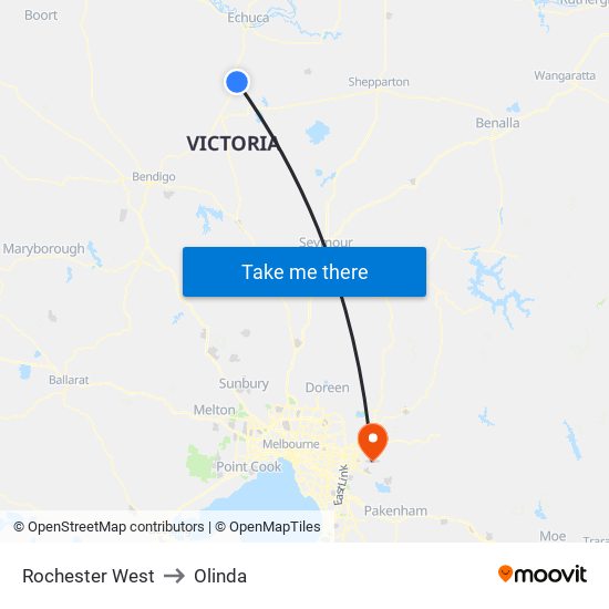 Rochester West to Olinda map