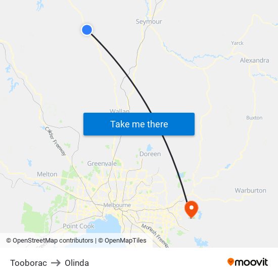 Tooborac to Olinda map