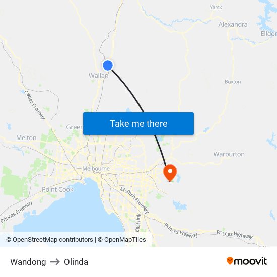 Wandong to Olinda map