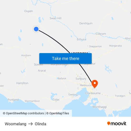 Woomelang to Olinda map