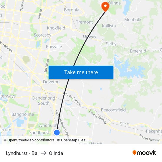 Lyndhurst - Bal to Olinda map