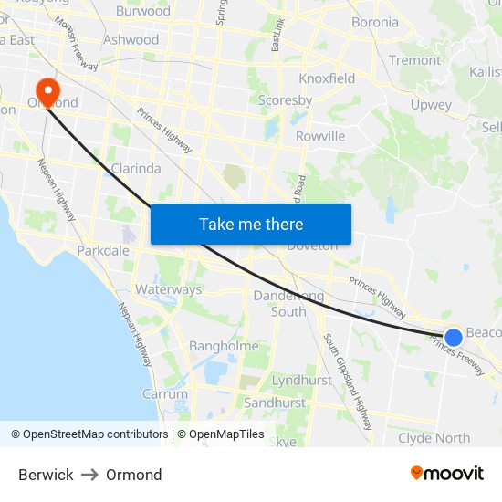 Berwick to Ormond map