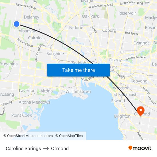 Caroline Springs to Ormond map