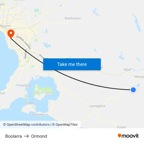 Boolarra to Ormond map