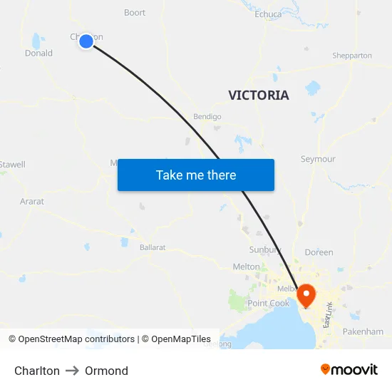 Charlton to Ormond map