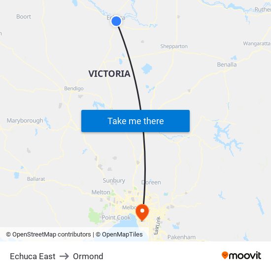 Echuca East to Ormond map