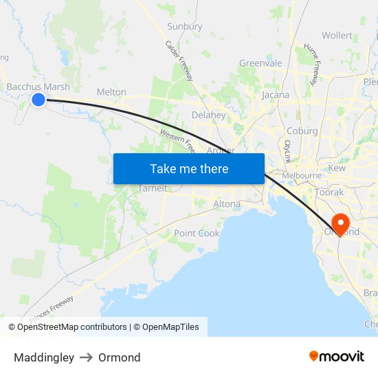 Maddingley to Ormond map