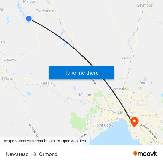 Newstead to Ormond map