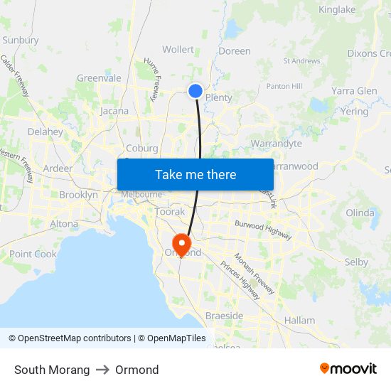 South Morang to Ormond map