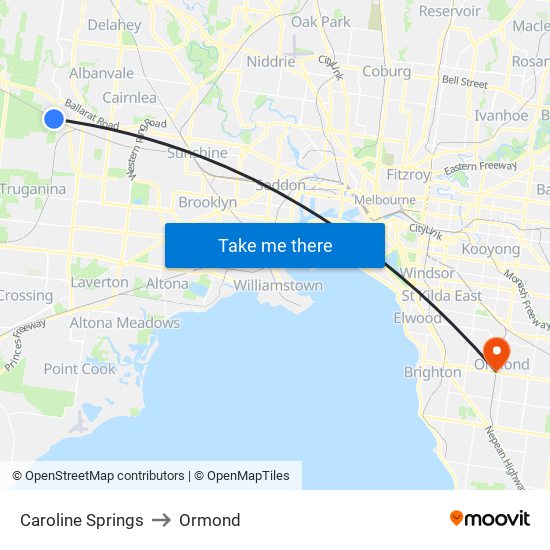 Caroline Springs to Ormond map