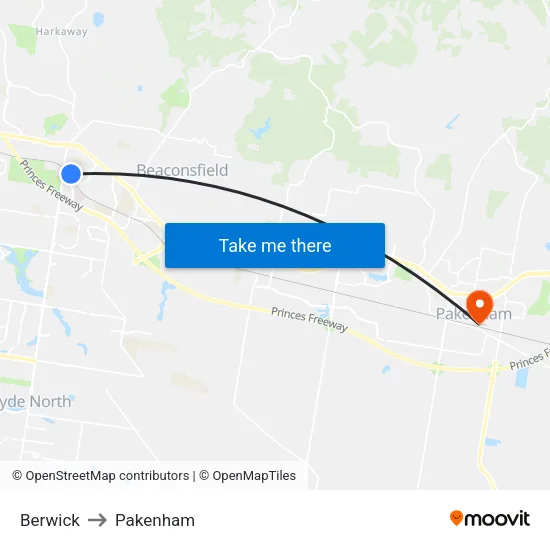 Berwick to Pakenham map