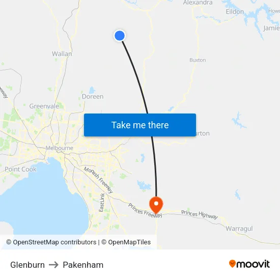 Glenburn to Pakenham map