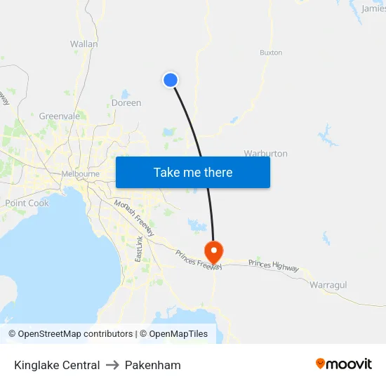 Kinglake Central to Pakenham map