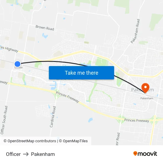 Officer to Pakenham map
