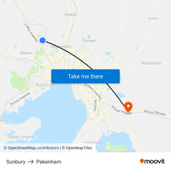 Sunbury to Pakenham map