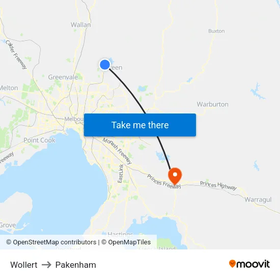 Wollert to Pakenham map