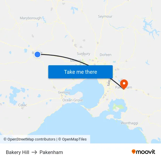 Bakery Hill to Pakenham map
