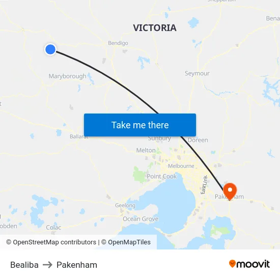 Bealiba to Pakenham map