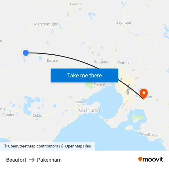 Beaufort to Pakenham map