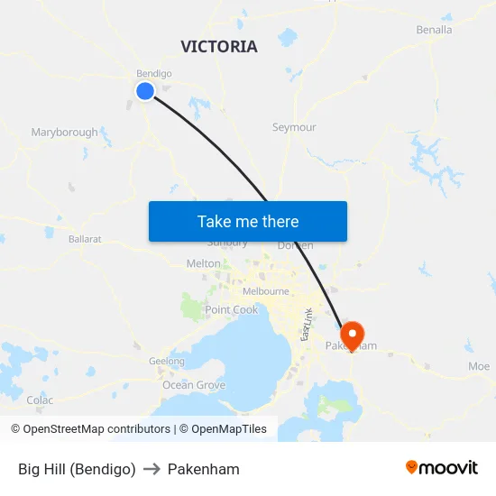 Big Hill (Bendigo) to Pakenham map