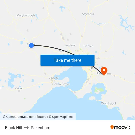 Black Hill to Pakenham map