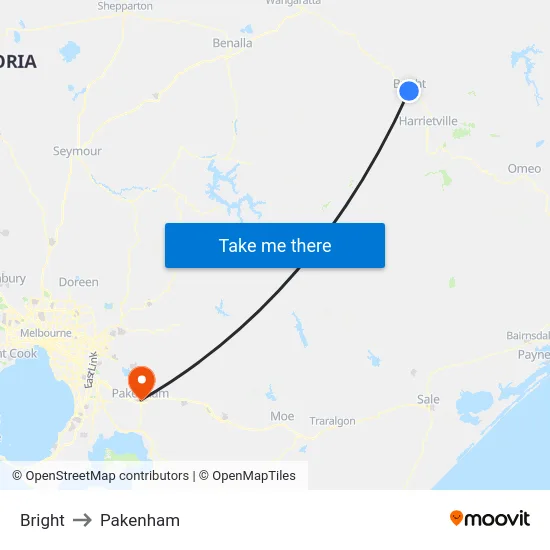 Bright to Pakenham map