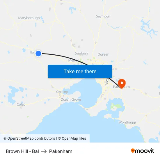 Brown Hill - Bal to Pakenham map
