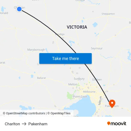 Charlton to Pakenham map