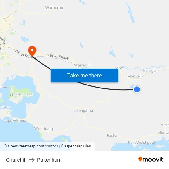Churchill to Pakenham map