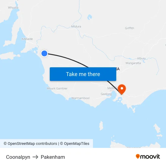 Coonalpyn to Pakenham map