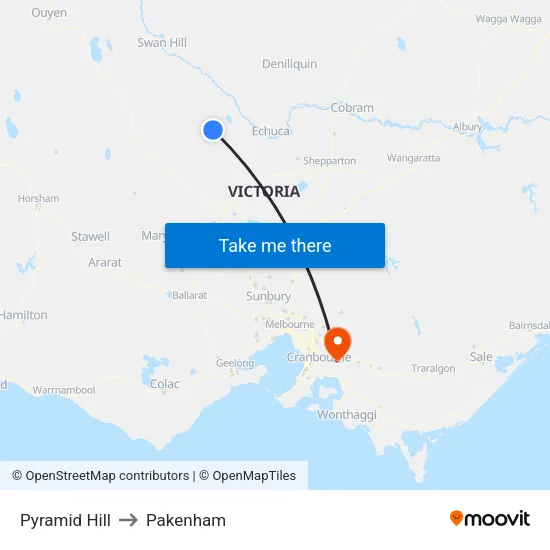 Pyramid Hill to Pakenham map