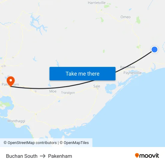 Buchan South to Pakenham map