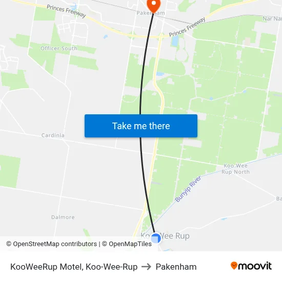 KooWeeRup Motel, Koo-Wee-Rup to Pakenham map