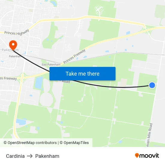 Cardinia to Pakenham map