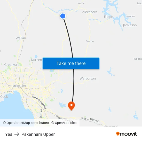 Yea to Pakenham Upper map