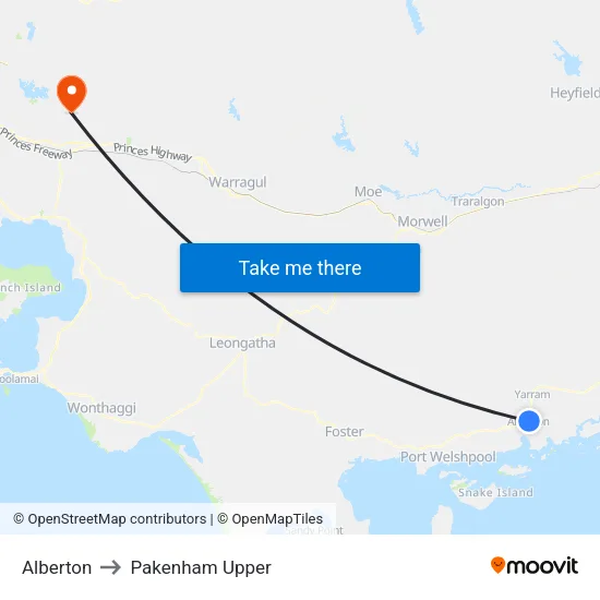 Alberton to Pakenham Upper map
