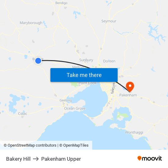 Bakery Hill to Pakenham Upper map