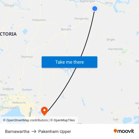 Barnawartha to Pakenham Upper map