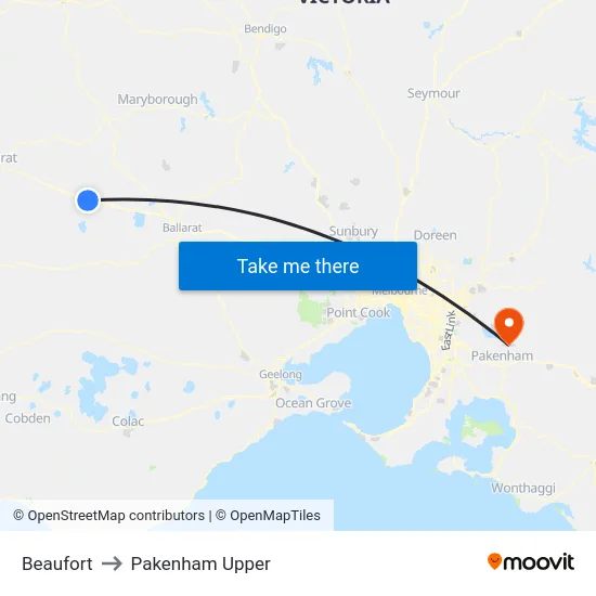 Beaufort to Pakenham Upper map