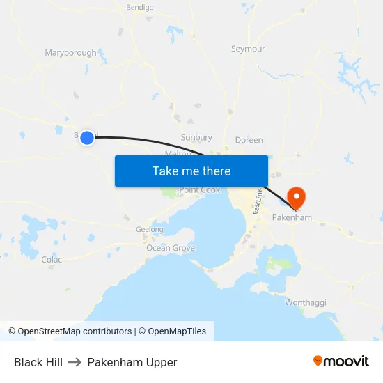 Black Hill to Pakenham Upper map