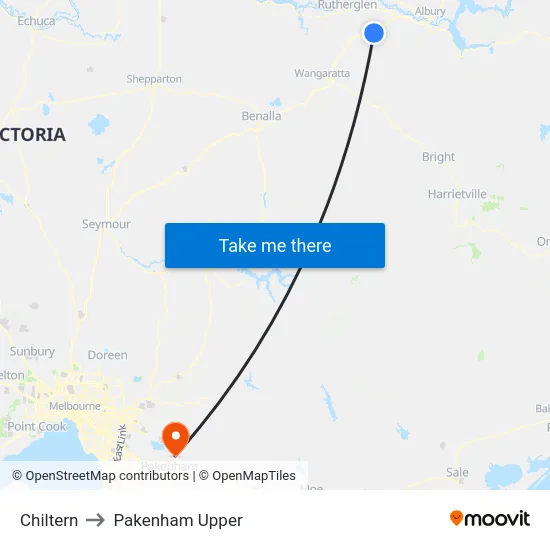 Chiltern to Pakenham Upper map