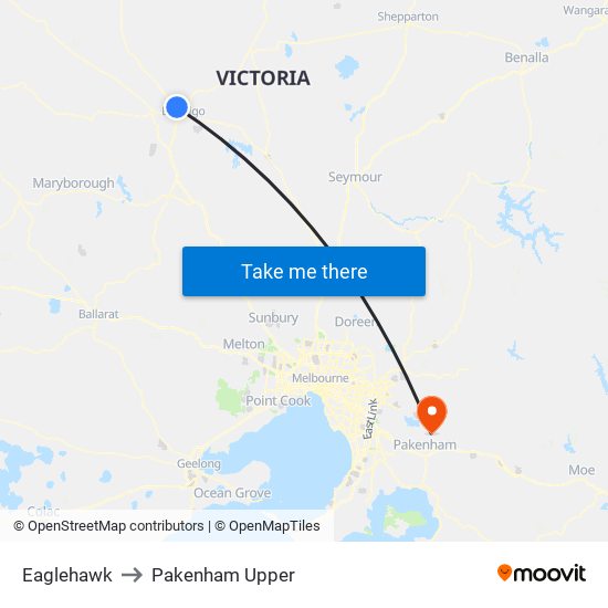 Eaglehawk to Pakenham Upper map