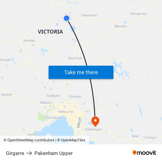 Girgarre to Pakenham Upper map