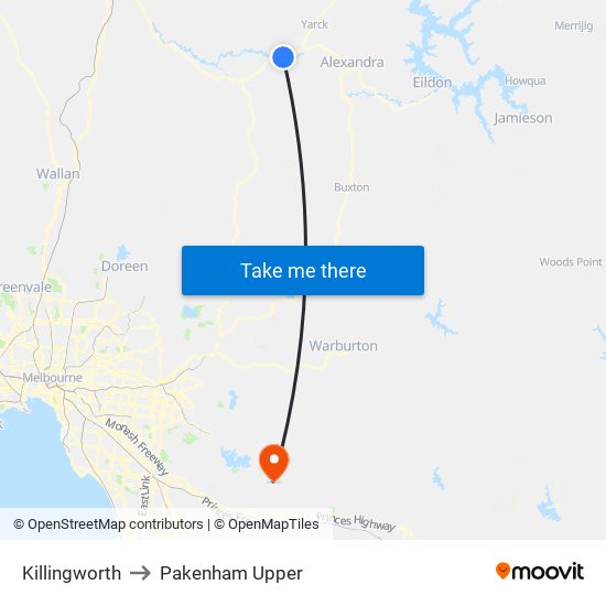 Killingworth to Pakenham Upper map