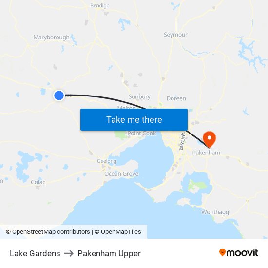 Lake Gardens to Pakenham Upper map