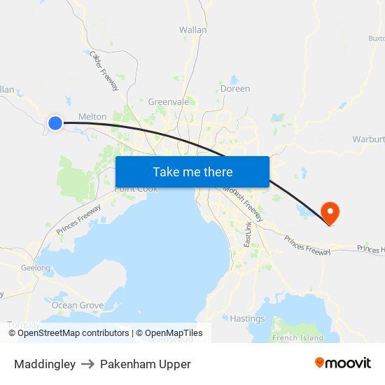 Maddingley to Pakenham Upper map