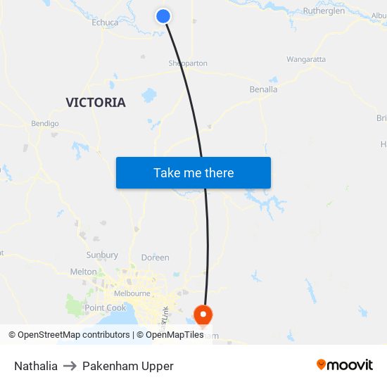 Nathalia to Pakenham Upper map