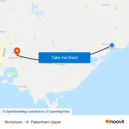 Nicholson to Pakenham Upper map